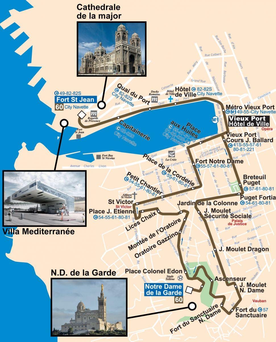 mapę autobus Marsylia 60 mapa