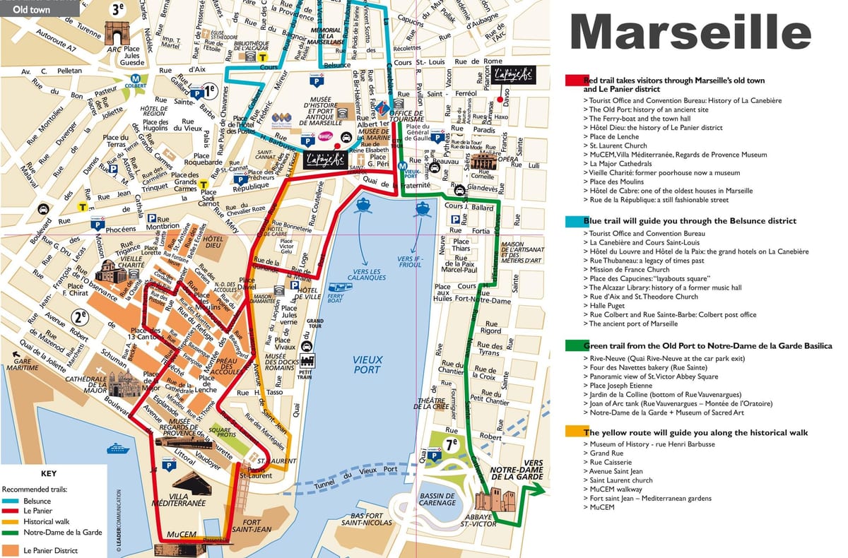 mapa samochodowych turystycznych Marsylia