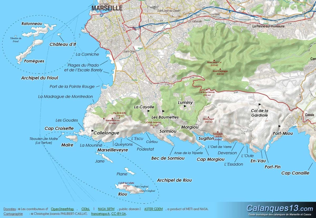 mapa geograficzna Marsylia