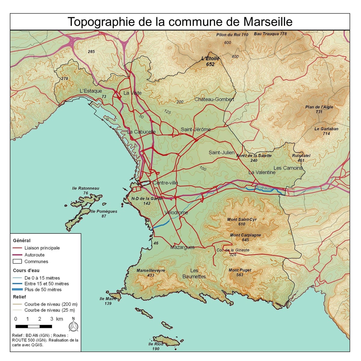 mapa topograficzna Marsylia