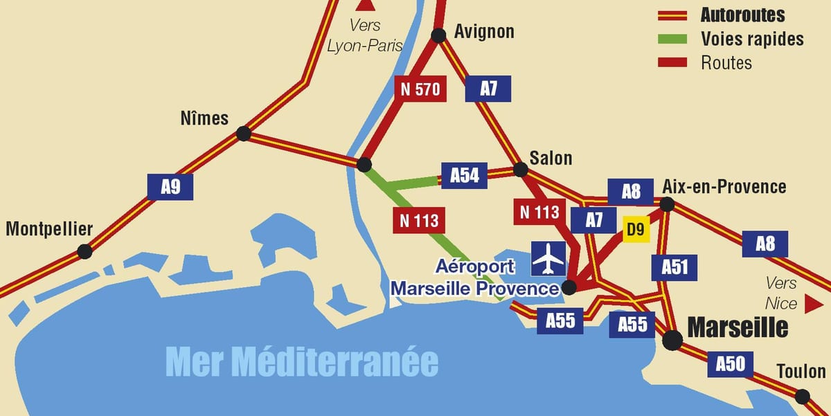 mapa dróg Marsylia